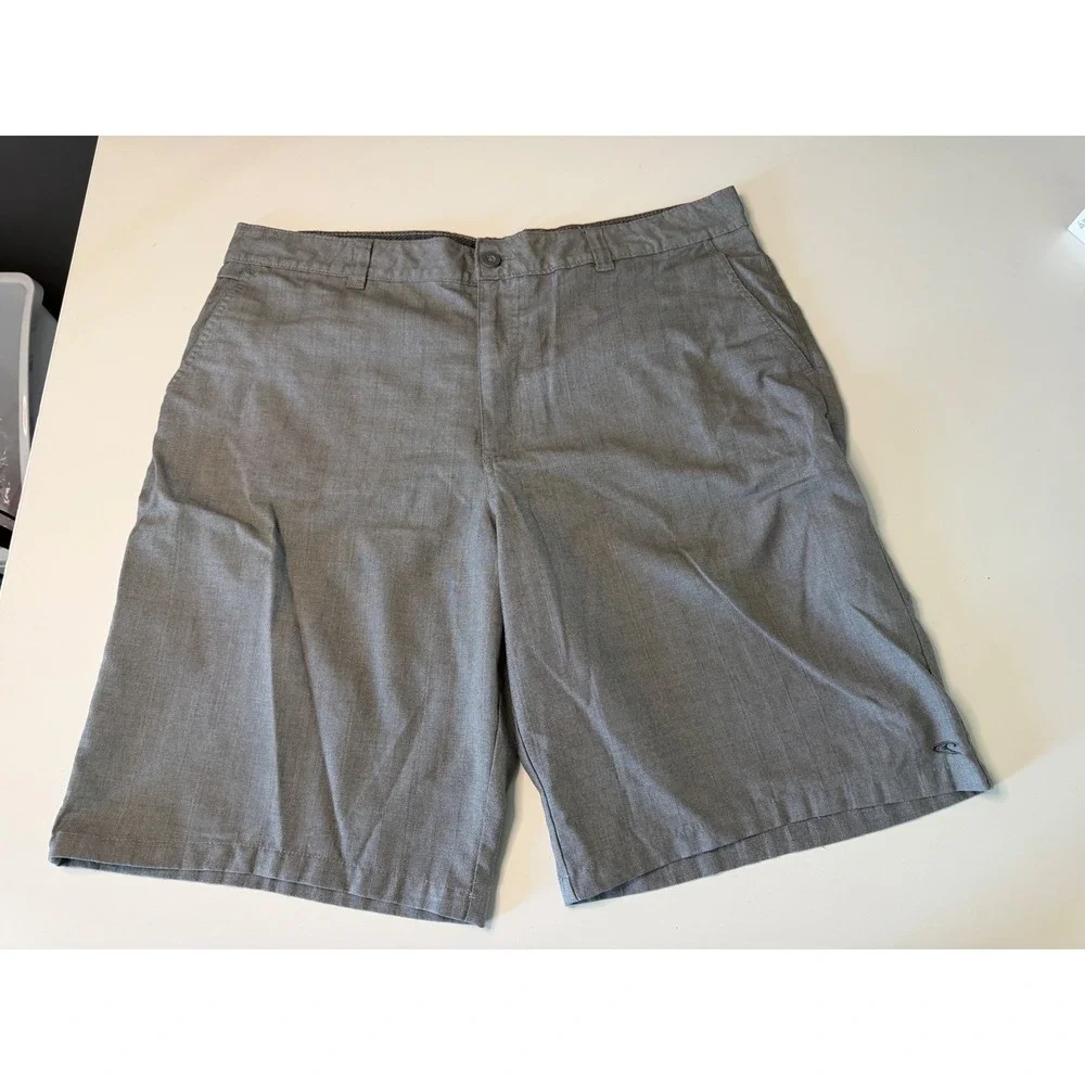 ONeill Mens Gray First In Last Out Casual Walk Shorts Size 38 Heathered Stripe